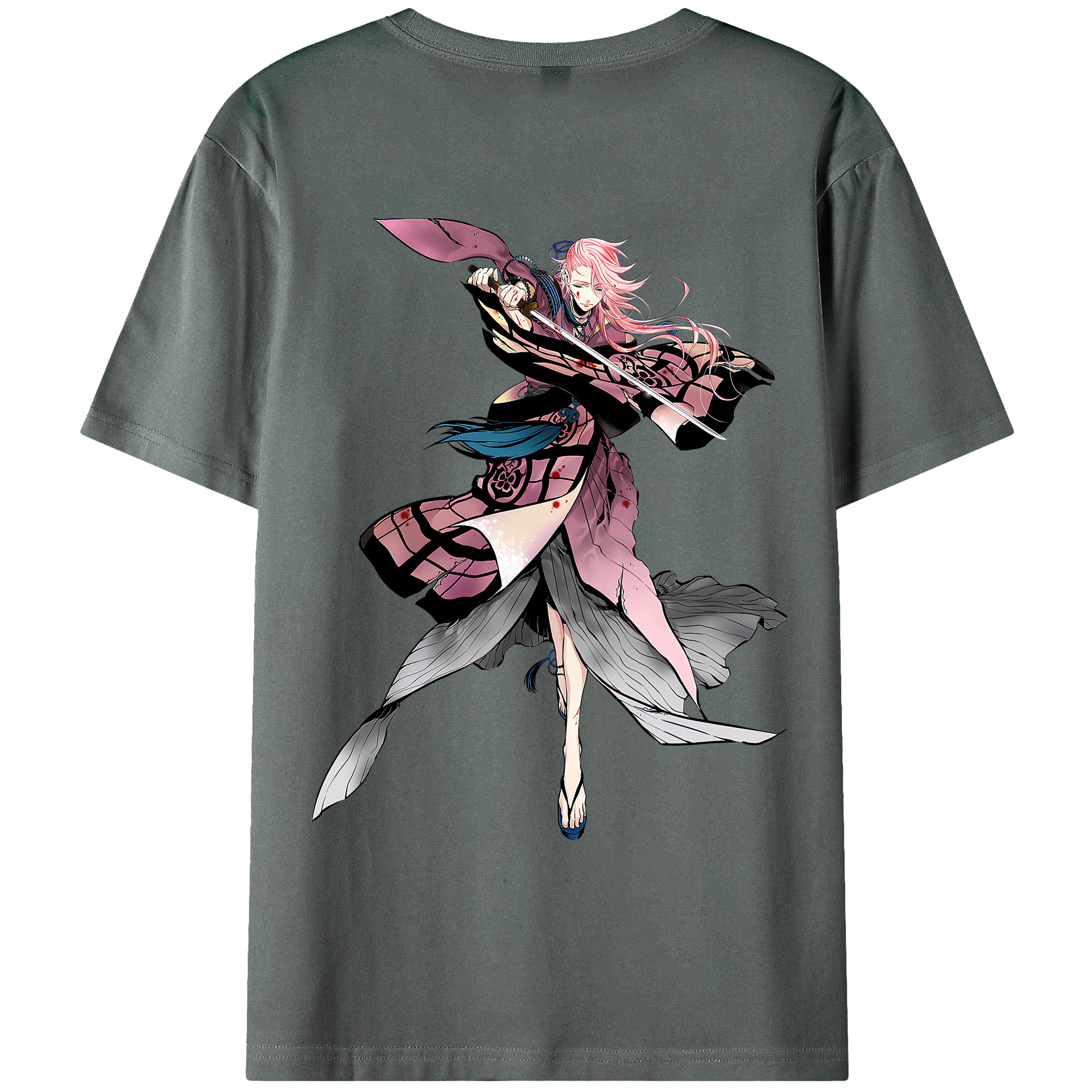 （画像用） 刀剣乱舞 Touken Ranbu 綿100％ メンズ半袖Tシャツ（バックプリント） 通気性